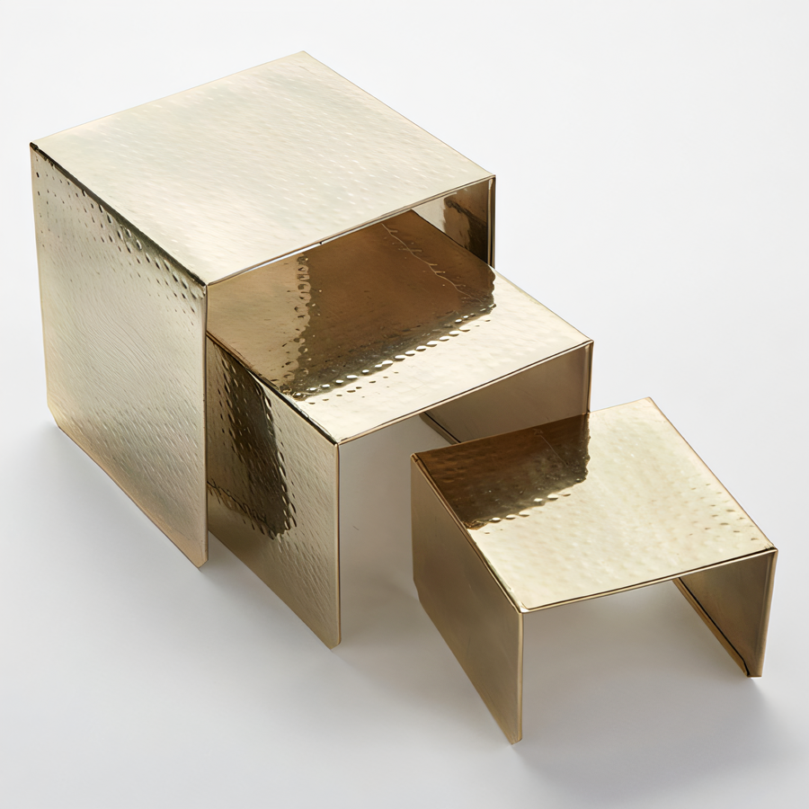 Product image #1 for American Metalcraft Hammered Gold Stainless Steel 3-Piece Square Buffet Riser Set