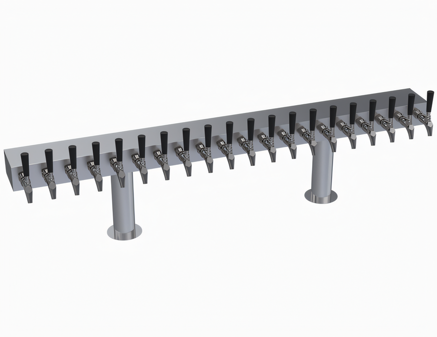 Product image #1 for Krowne Double T-Head Glycol-Cooled 20-Faucet Beer Tower, 60-Inch Stainless Steel