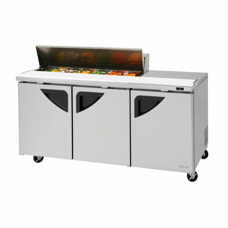 Product image #1 for Turbo Air Super Deluxe 72-5/8-Inch Three-Section Sandwich/Salad Prep Table with 12-Pan Opening