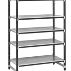 Thumbnail image #1 for Cambro Camshelving® Elements EXU213084S5480 Stationary Starter Polymer Shelving Unit, 5 Solid Shelves, 30"W x 21"D x 84"H, Speckled Gray