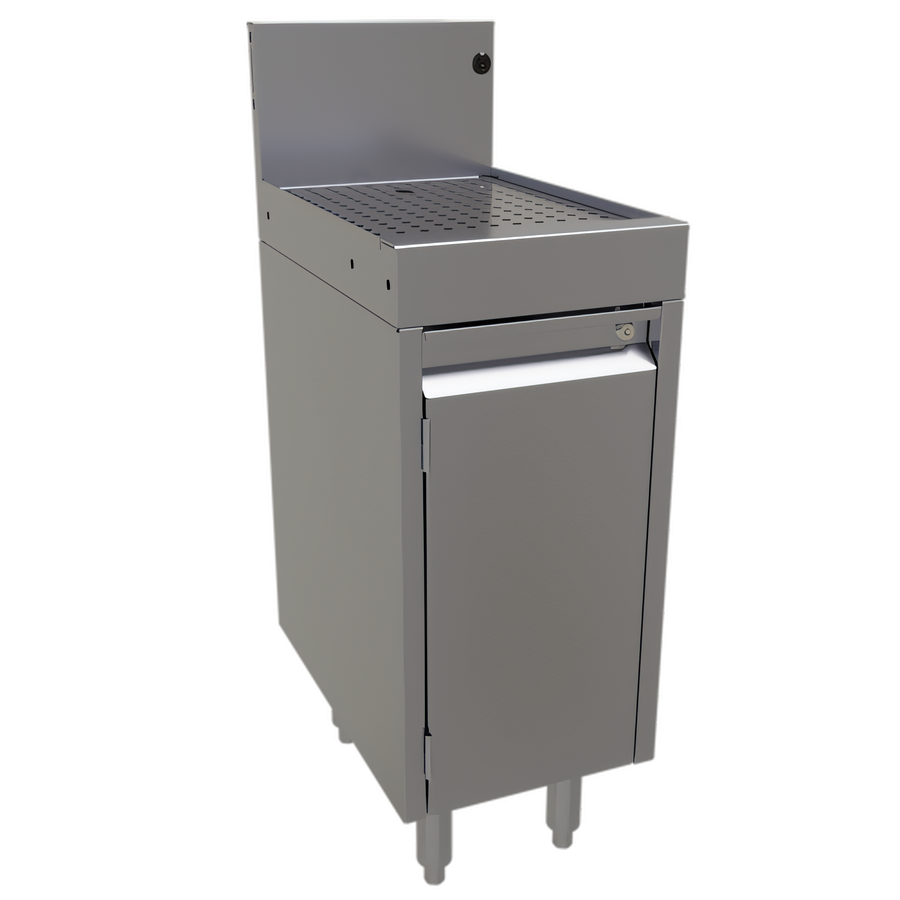 Product image #1 for Glastender 12-Inch Wide x 19-Inch Deep Underbar Stainless Steel Drainboard Cabinet Base with Hinged Door