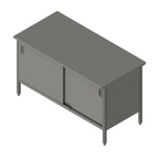 Thumbnail image #1 for John Boos EBSS6-3036 Enclosed Stainless Steel Work Table with Sliding-Door Cabinet Base, 36 x 30 in, 16-Gauge 300 Series Flat Top
