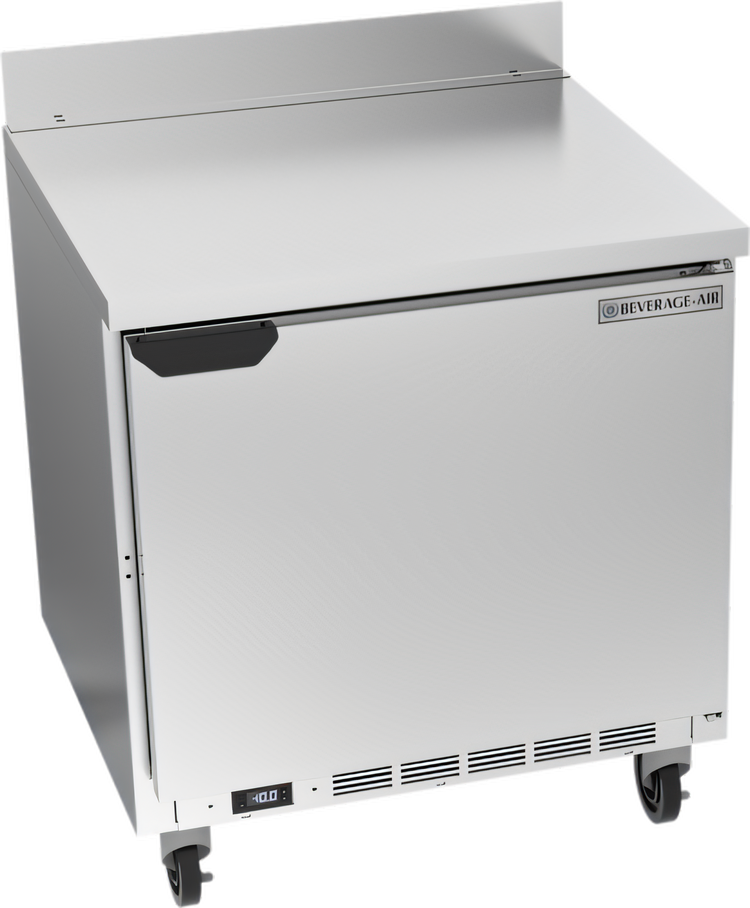 Product image #1 for Beverage Air 32-Inch One-Section Worktop Freezer with Solid Door, 7.2 Cu. Ft., Rear-Mounted R290 Refrigeration