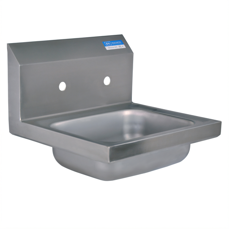 Product image #1 for BK Resources Wall-Mount Hand Sink with 14-Inch x 10-Inch x 5-Inch Bowl, 304 Stainless Steel, 8-Inch OC Faucet Holes