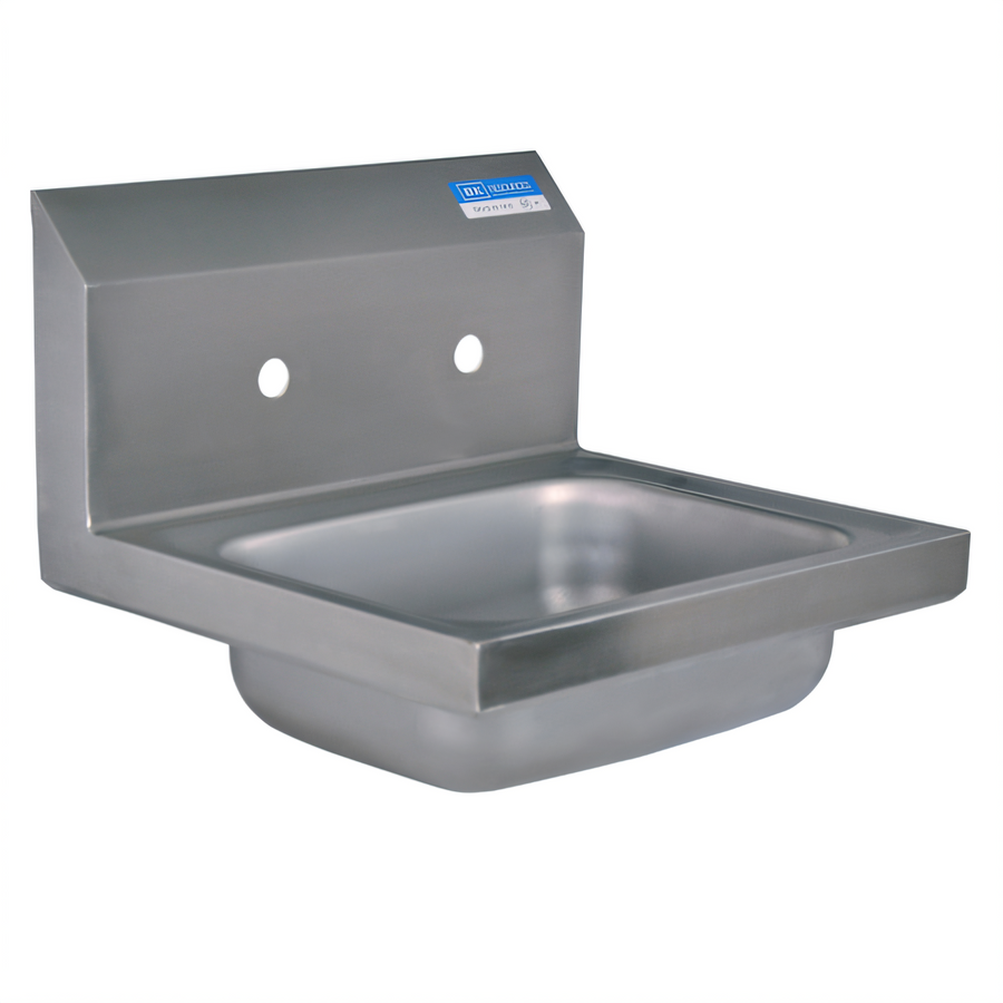 Product image #1 for BK Resources Wall-Mount Hand Sink with 14-Inch x 10-Inch x 5-Inch Bowl, 304 Stainless Steel, 8-Inch OC Faucet Holes