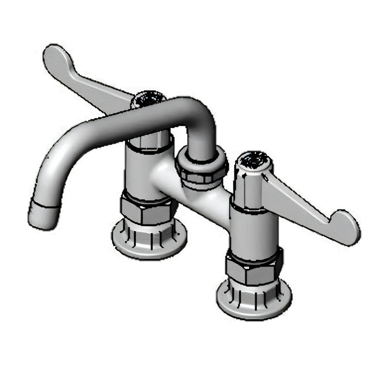 Product image #1 for Equip Low-Lead 4-Inch Center Deck-Mount Base Faucet with 6-Inch Swivel Swing Nozzle and Wrist Handles