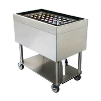 Glastender Mobile Stainless Steel Bar Ice Bin with Undershelf and Drain Valve, 85 lb. Capacity