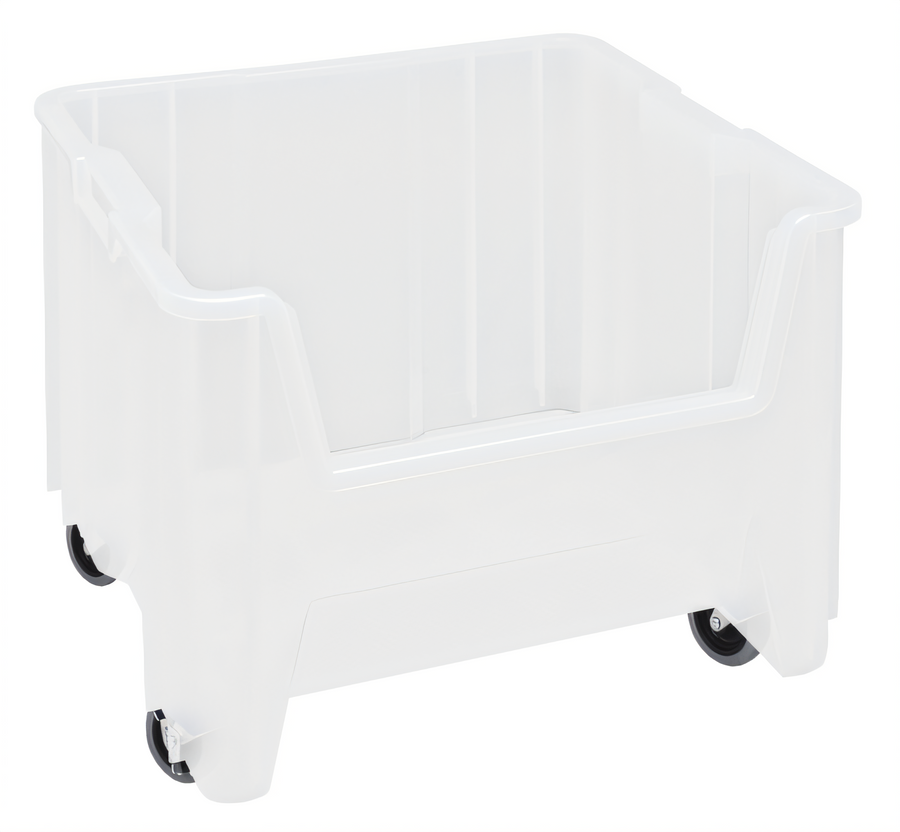 Product image #1 for Clear Polypropylene Mobile Stacking Container with 3-Inch Swivel Casters, 17-1/2 x 16-1/2 x 15-1/2 Inches