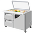 Thumbnail image #1 for Turbo Air Super Deluxe 48-1/4-Inch Two-Section Mega Top Sandwich/Salad Prep Table with Glass Lid, 1 Door and 2 Drawers