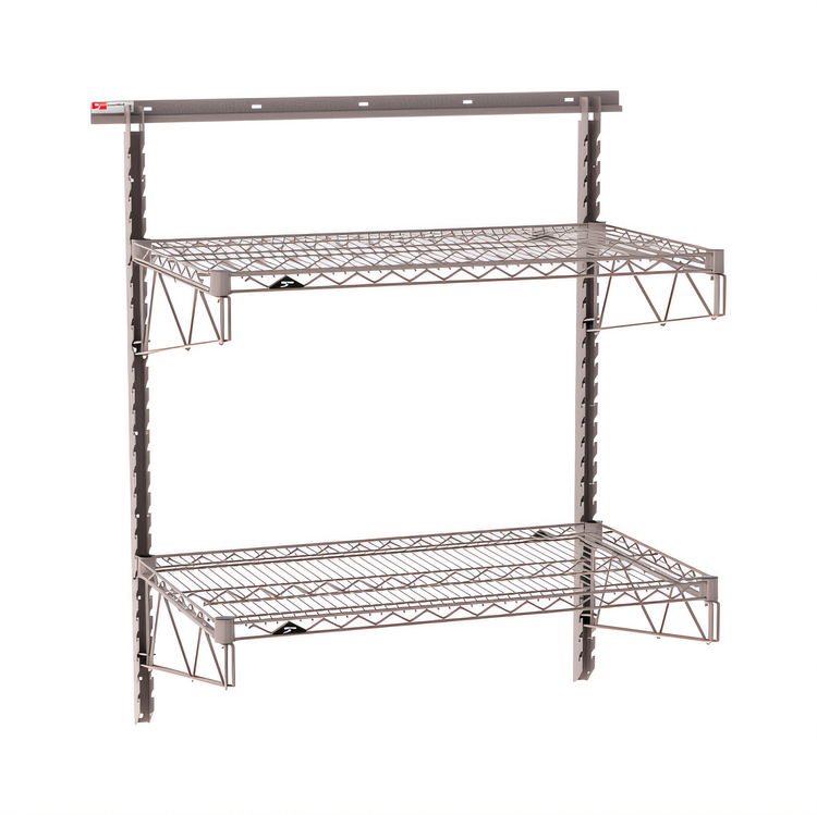 Product image #1 for Metro SmartWall Wall-Mounted Two-Shelf Shelving Starter Kit, Metroseal Gray