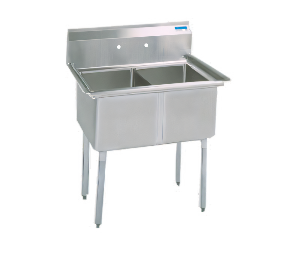 Product image #1 for BK Resources Two-Compartment Stainless Steel Sink, 41-Inch Wide, 18-Inch x 18-Inch Bowls
