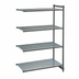 Thumbnail image #1 for Cambro Camshelving Basics Plus 4-Tier Add-On Polymer Shelving Unit, 18 x 42 x 84 Inches, Vented and Solid, Brushed Graphite