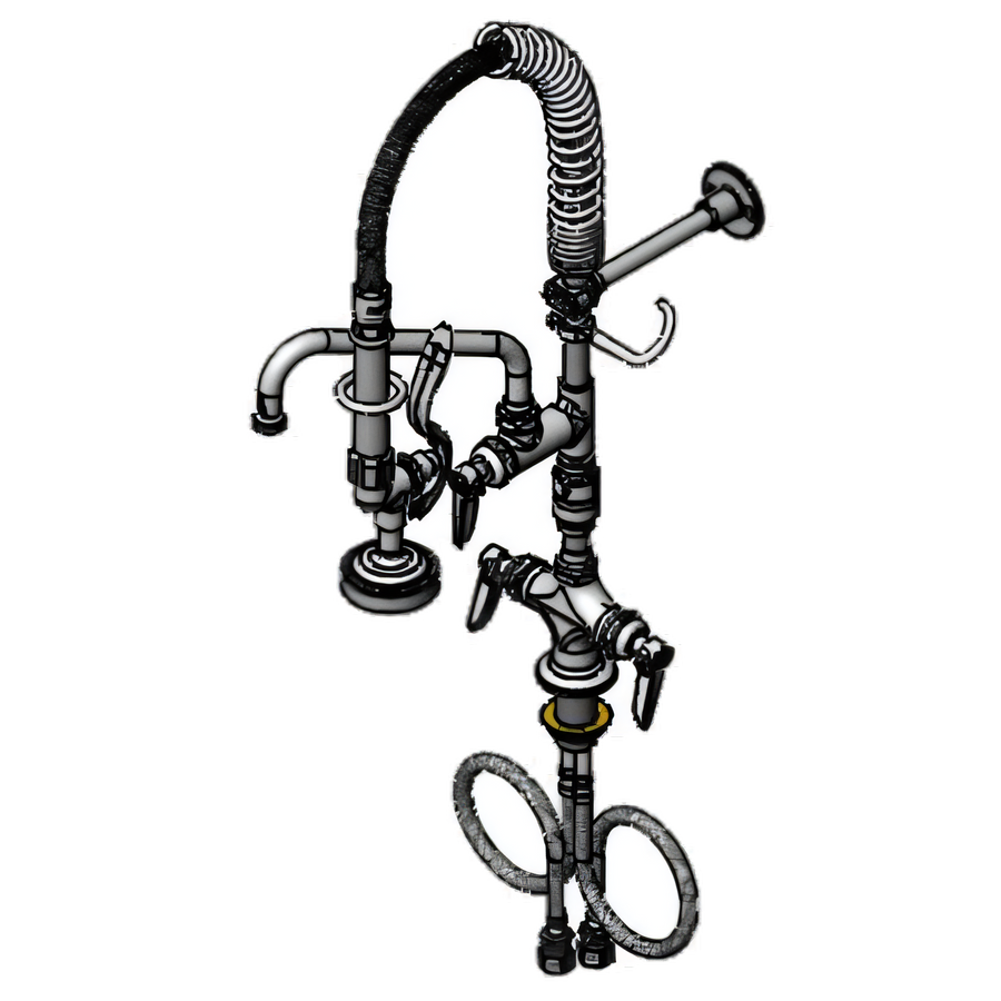 Product image #1 for T&S Brass Mini Pre-Rinse Unit, Single-Hole Deck Mount, 8-Inch Swing Nozzle, Low-Flow Spray Valve