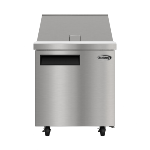 Product image #1 for KoolMore 27.5-Inch Commercial Mega Top Refrigerated Sandwich and Salad Prep Table, 8 Cu. Ft., 1-Door, 12 Pan Capacity