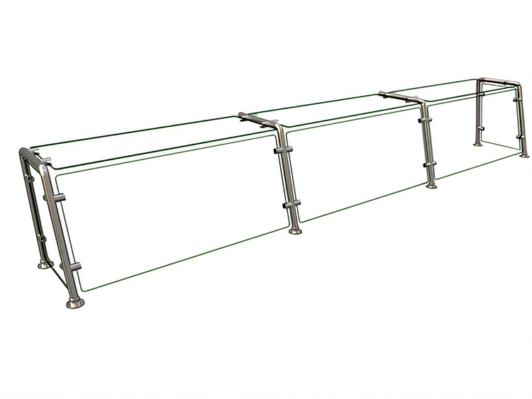 Product image #1 for Hatco Flav-R-Shield Single-Sided Full-Service Pass-Over Sneeze Guard, 3-Bay, 96 Inch Wide