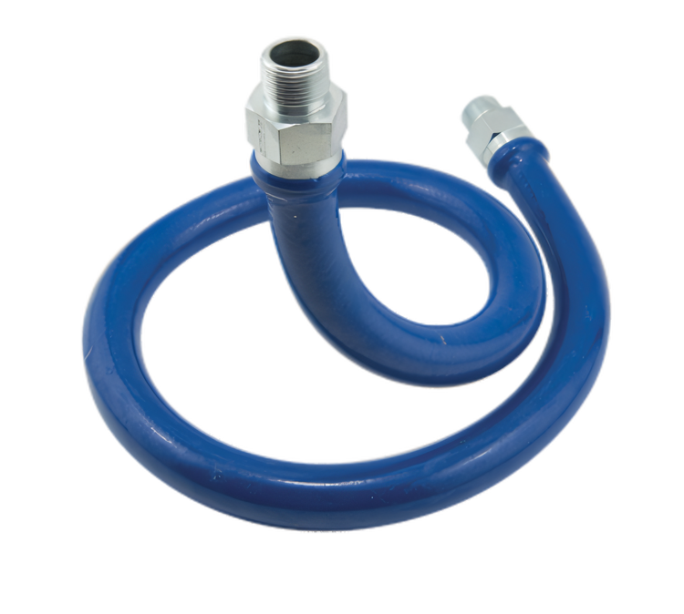 Product image #1 for Dormont Blue Hose Moveable Gas Connector Hose, 1-1/4 Inch ID x 36 Inch, Stainless Steel Braid, Blue Antimicrobial PVC