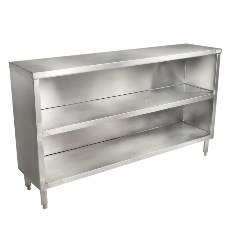 Product image #1 for John Boos Open Front Dish Cabinet with Mid-Shelf, 72 x 15 x 35 Inches, Stainless Steel
