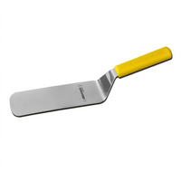 Dexter Russell Sani-Safe 8 x 3 Inch Solid Stainless Steel Offset Cake Turner with Yellow Polypropylene Handle