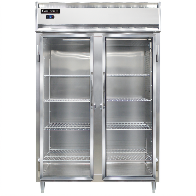 Product image #1 for Continental Refrigerator D2FSNSSGD Designer Line 2-Section Shallow Depth Reach-In Display Freezer with Glass Doors