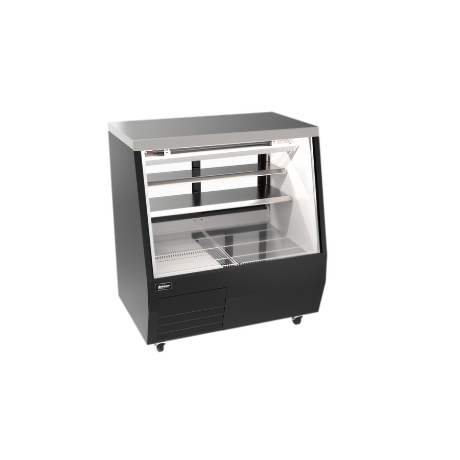 Product image #1 for Omcan 50-Inch Refrigerated Double Duty Deli Display Case, Square Black Glass, Floor Model
