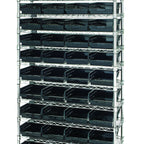 Thumbnail image #1 for Quantum WR12-107CO Conductive Stationary Bin Wire Shelving System, 36W x 12D x 74H, Chrome Plated, 12 Shelves, 44 Bins