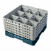 Thumbnail image #2 for Cambro Camrack Full Size 9-Compartment Glass Rack with 5 Soft Gray Extenders, Teal