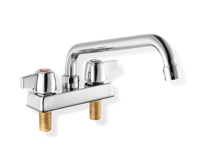 Product image #1 for Steel Works Stainless Deck-Mount Manual Faucet with 4-Inch Centers and 8-Inch Swing/Swivel Spout