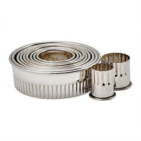 Winco 11-Piece Stainless Steel Round and Fluted Nesting Cookie Cutter Set