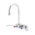 Thumbnail image #1 for T&S Brass 4-Inch Center Wall-Mount Workboard Faucet with 5-3/4-Inch Swivel Gooseneck and 1.2 GPM Aerator