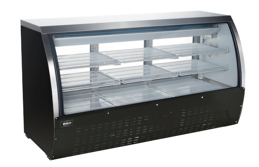 Product image #1 for Omcan 64-Inch Full-Service Refrigerated Deli Display Case with Curved Glass Front and Rear Sliding Doors