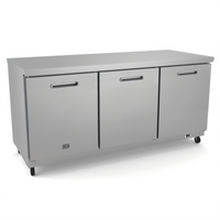 Kelvinator Commercial 72-Inch Three-Section Undercounter Refrigerator with Solid Hinged Doors