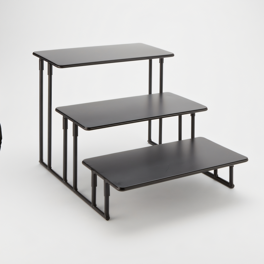 Product image #1 for American Metalcraft 3-Tier Rectangular Black Fixed Buffet Display Stand