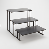 American Metalcraft 3-Tier Rectangular Black Fixed Buffet Display Stand