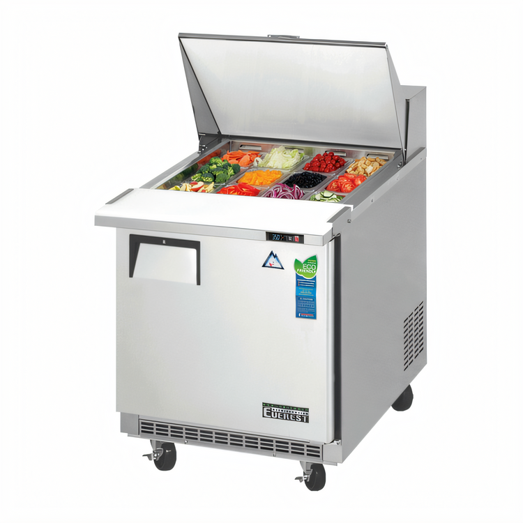 Product image #1 for Everest Refrigeration EPBR1 Mega-Top Sandwich Prep Table, 1 Section, 27-3/4-Inch Wide, Rear-Mounted Self-Contained Refrigeration