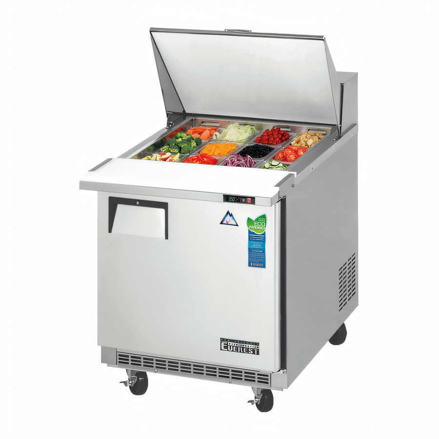 Product image #1 for Everest Refrigeration EPBR1 Mega-Top Sandwich Prep Table, 1 Section, 27-3/4-Inch Wide, Rear-Mounted Self-Contained Refrigeration