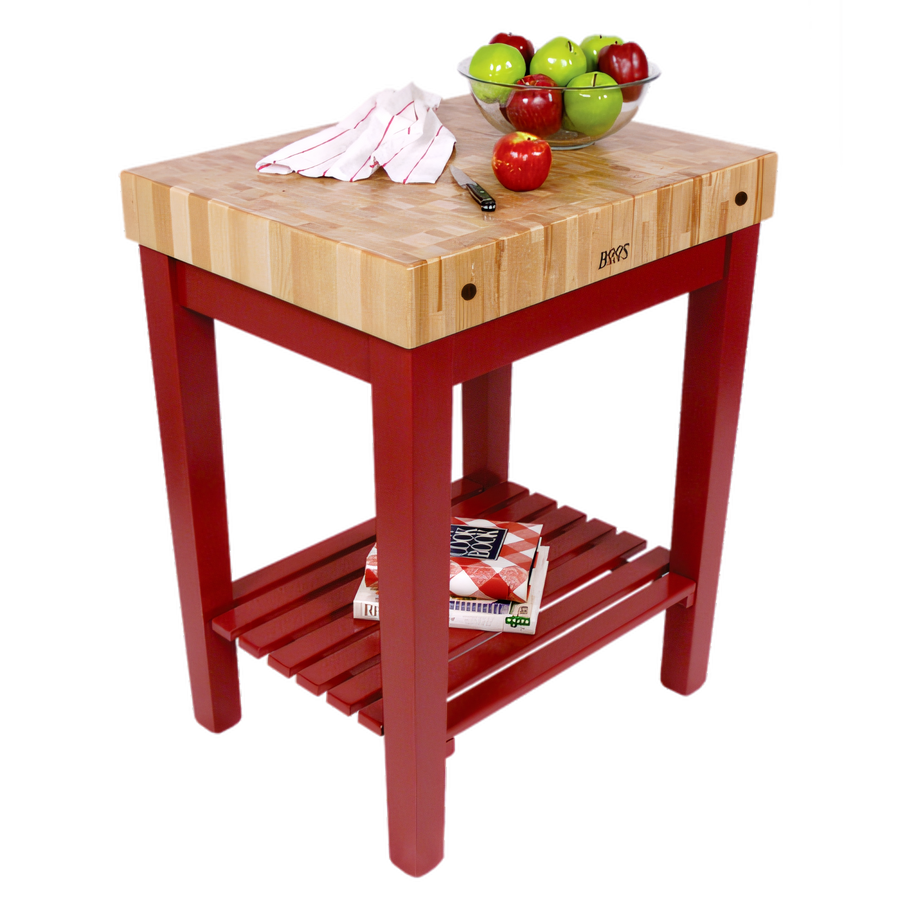 Product image #1 for John Boos Boos Block Chef's Block Butcher Block Work Table with 4-Inch End-Grain Northern Hard Rock Maple Top and Slatted Shelf