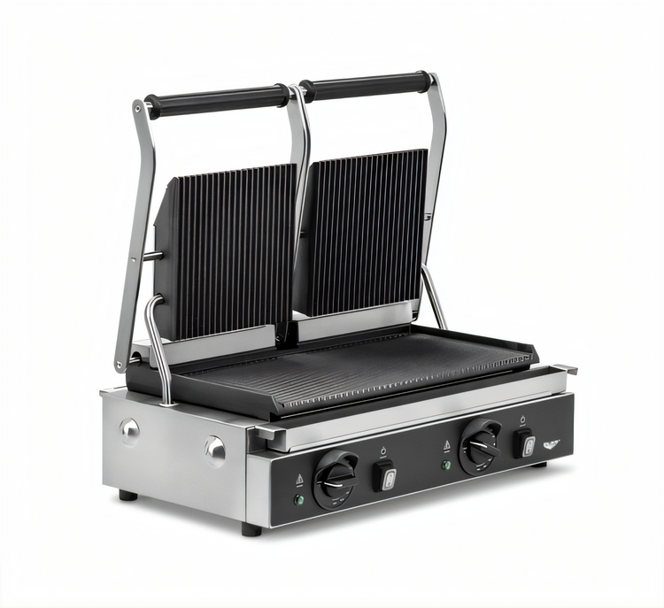 Product image #1 for Vollrath Countertop Electric Panini Press with Cast-Iron Grooved Plates