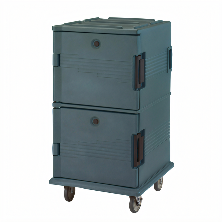 Product image #1 for Cambro Ultra Camcart Double-Compartment Front-Loading Insulated Food Pan Carrier with Security Package, 120-Qt. Per Cavity, Granite Gray