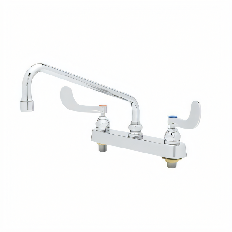 Product image #1 for T&S Brass 8-Inch Centers Deck-Mount Workboard Mixing Faucet with 12-Inch Swing Nozzle and 2.2 GPM Aerator