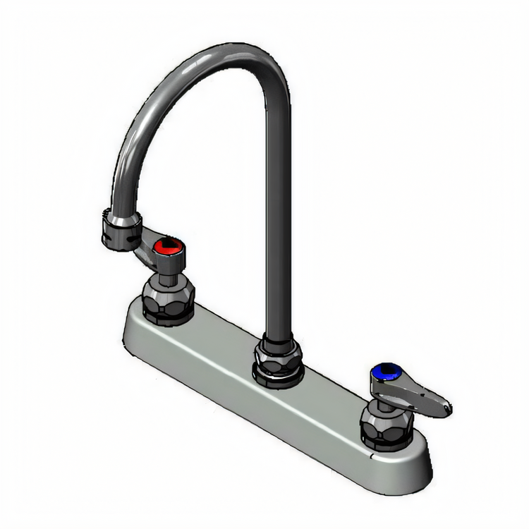 Product image #1 for T&S Brass B-1120-5X-V22CR Deck-Mount Workboard Mixing Faucet, 8" Centers, 5-3/4" Swivel Gooseneck