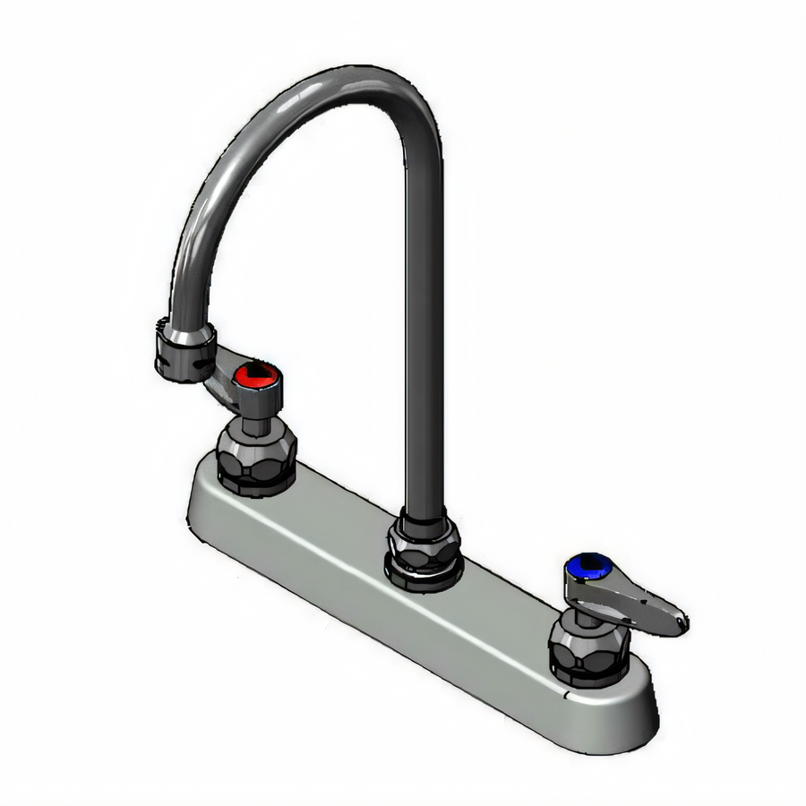 Product image #1 for T&S Brass B-1120-5X-V22CR Deck-Mount Workboard Mixing Faucet, 8" Centers, 5-3/4" Swivel Gooseneck