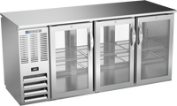 Beverage-Air Three-Section Pass-Thru Back Bar Cooler with 6 Glass Doors, 72-Inch