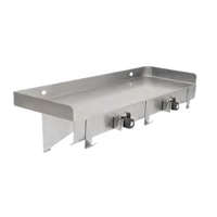 John Boos 24-Inch x 8-Inch Wall-Mounted Stainless Steel Utility Shelf with 1-1/2-Inch Riser and 2 Mop/Broom Holders
