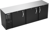 Beverage-Air Three-Section 94-Inch Back Bar Refrigerated Storage Cabinet with Solid Doors