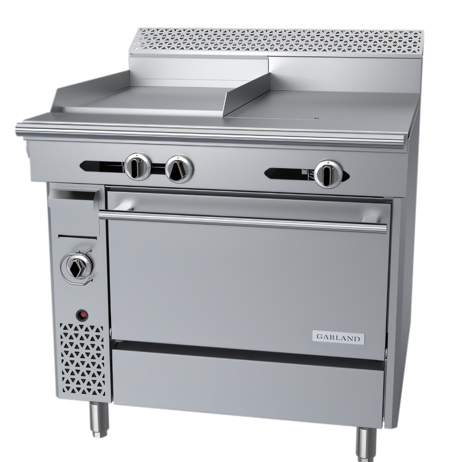 Product image #1 for Garland Cuisine 36-Inch Heavy Duty Gas Combination Range with 18-Inch Thermostatic Griddle, 18-Inch Hot Top, and Standard Oven