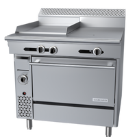 Garland Cuisine 36-Inch Heavy Duty Gas Combination Range with 18-Inch Thermostatic Griddle, 18-Inch Hot Top, and Standard Oven