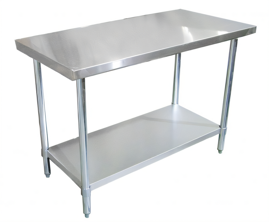 Product image #1 for Omcan 48-Inch x 18-Inch 18/430 Stainless Steel Flat Top Work Table with Galvanized Undershelf