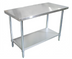Thumbnail image #1 for Omcan 48-Inch x 18-Inch 18/430 Stainless Steel Flat Top Work Table with Galvanized Undershelf