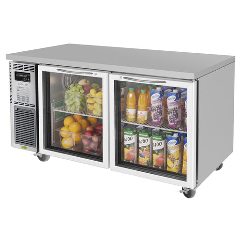 Product image #1 for Turbo Air J Series 2-Section Glass Door Undercounter Side-Mount Refrigerator, 59-Inch Wide