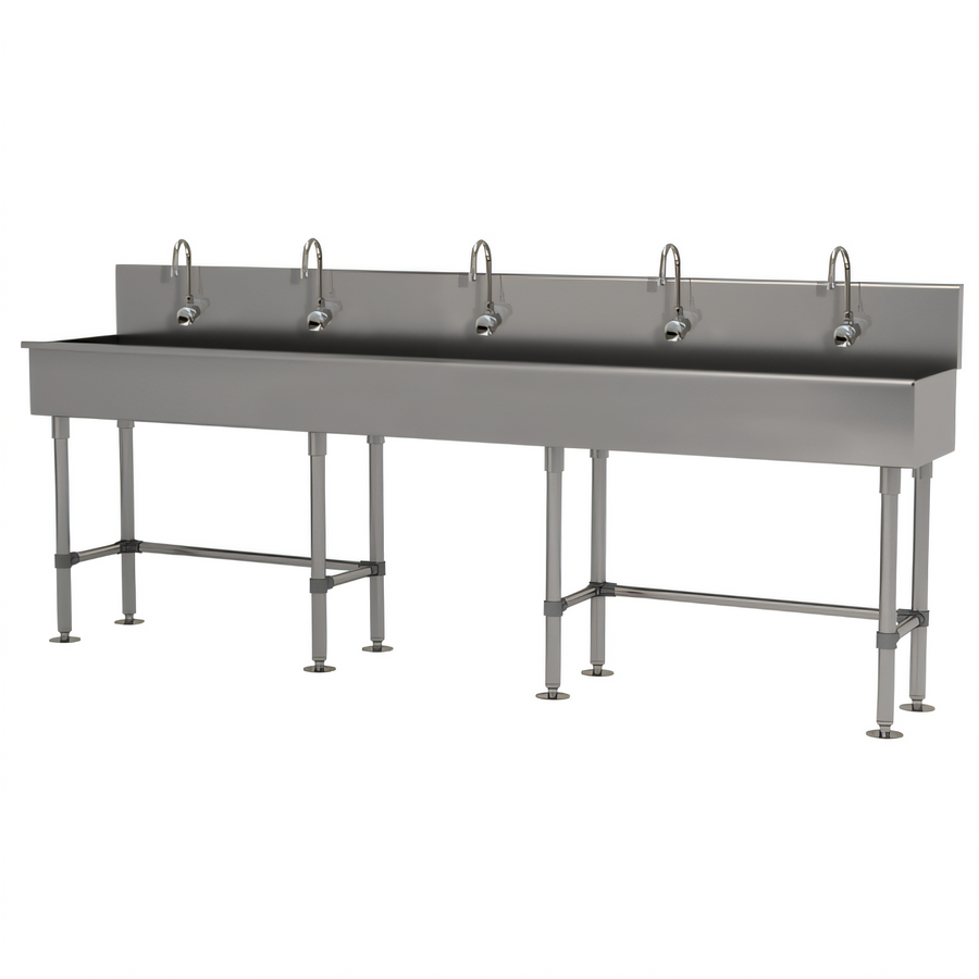Product image #1 for Advance Tabco 5-Station Multiwash Freestanding Hand Wash Sink with Electronic Faucets, 100 Inch Wide